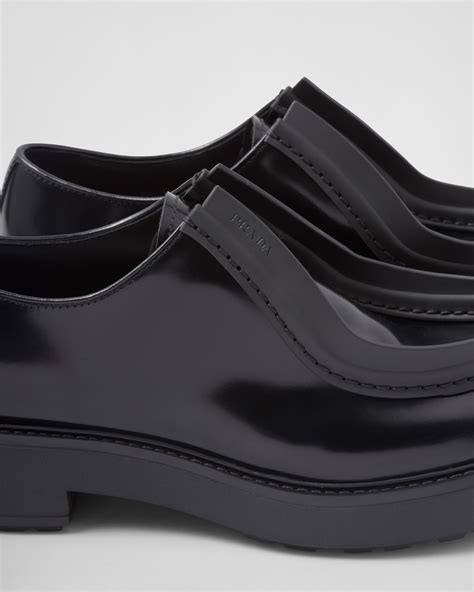 prada opaque brushed leather lace-up shoes|prada lace shoes.